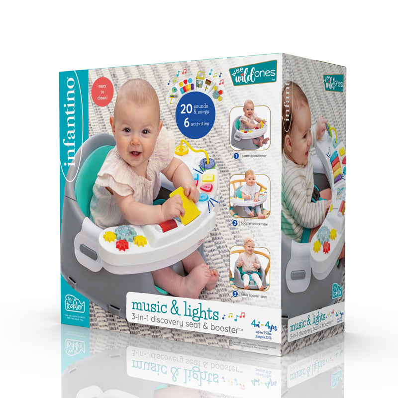 3-in-1 Music & Lights Activity Seat | Booster Seat Dining Chair | Portable High Chair| Booster Cushion |Removable Tray