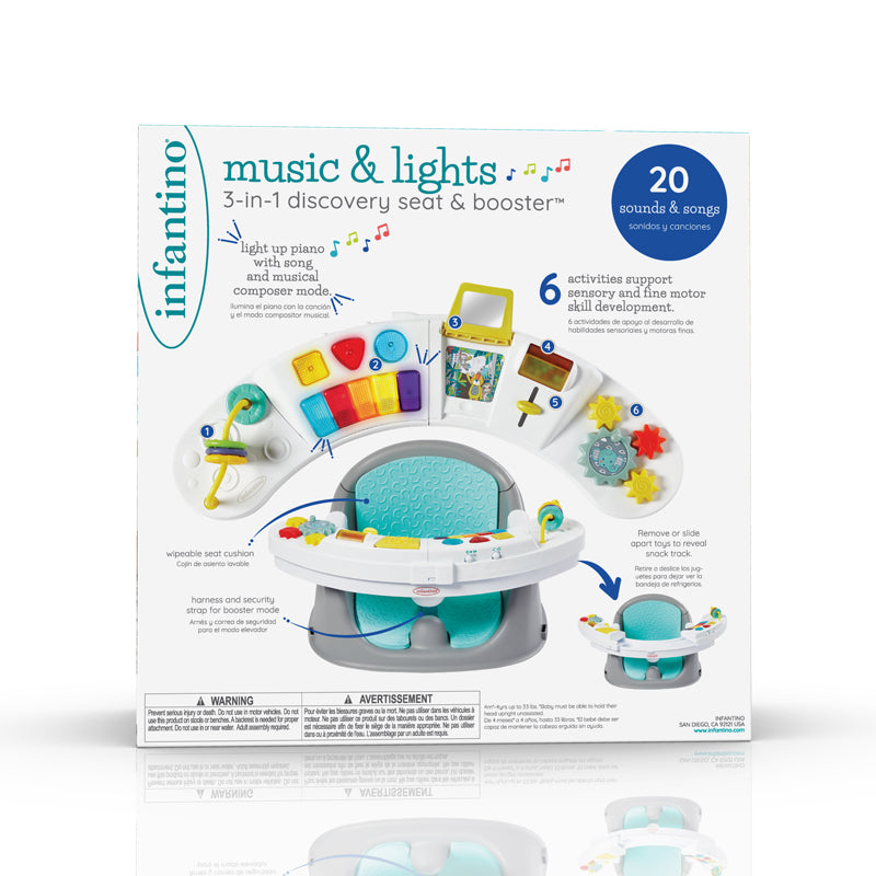 3-in-1 Music & Lights Activity Seat | Booster Seat Dining Chair | Portable High Chair| Booster Cushion |Removable Tray