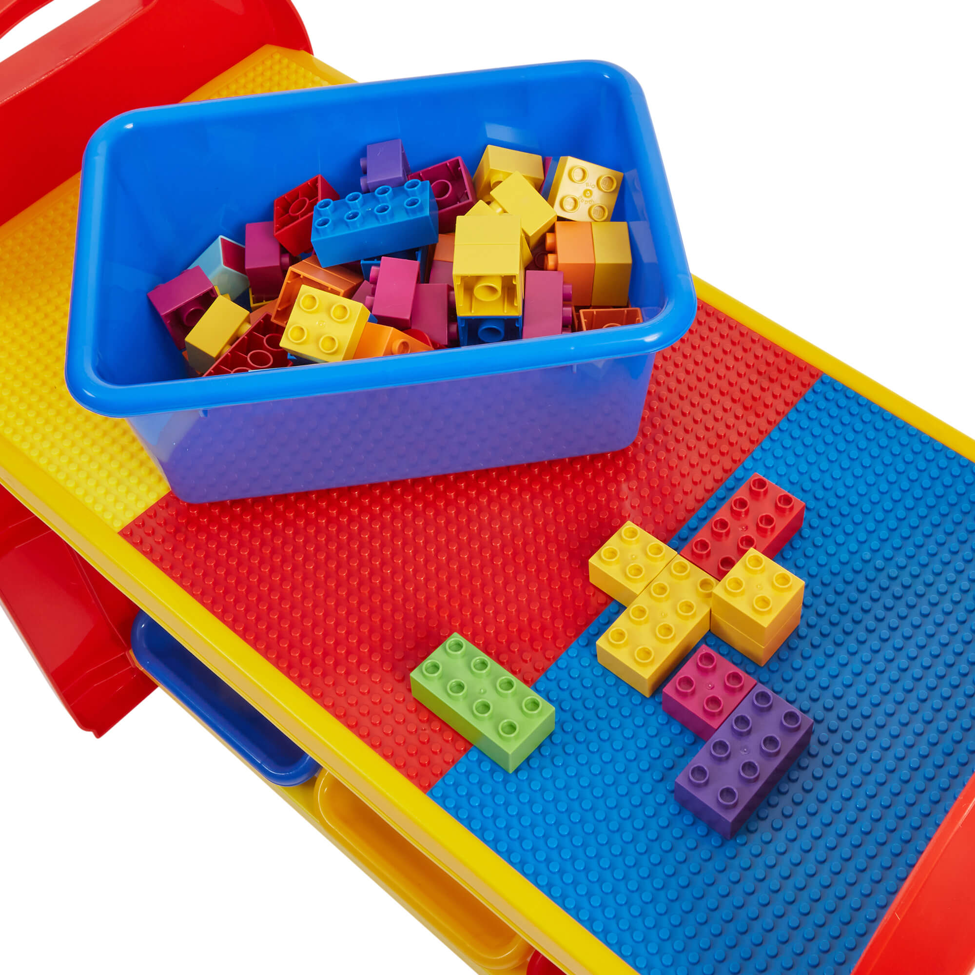 2-in-1 Montessori 6 Bin Colourful Toy Storage Unit | Lego Activity Table