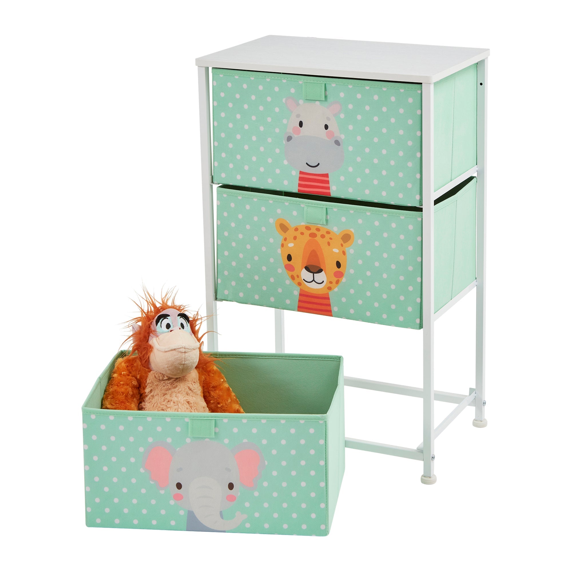 Montessori Jungle Safari Toy Storage with Drawers | Children's Bedside Table | 73 x 45 x 30cm