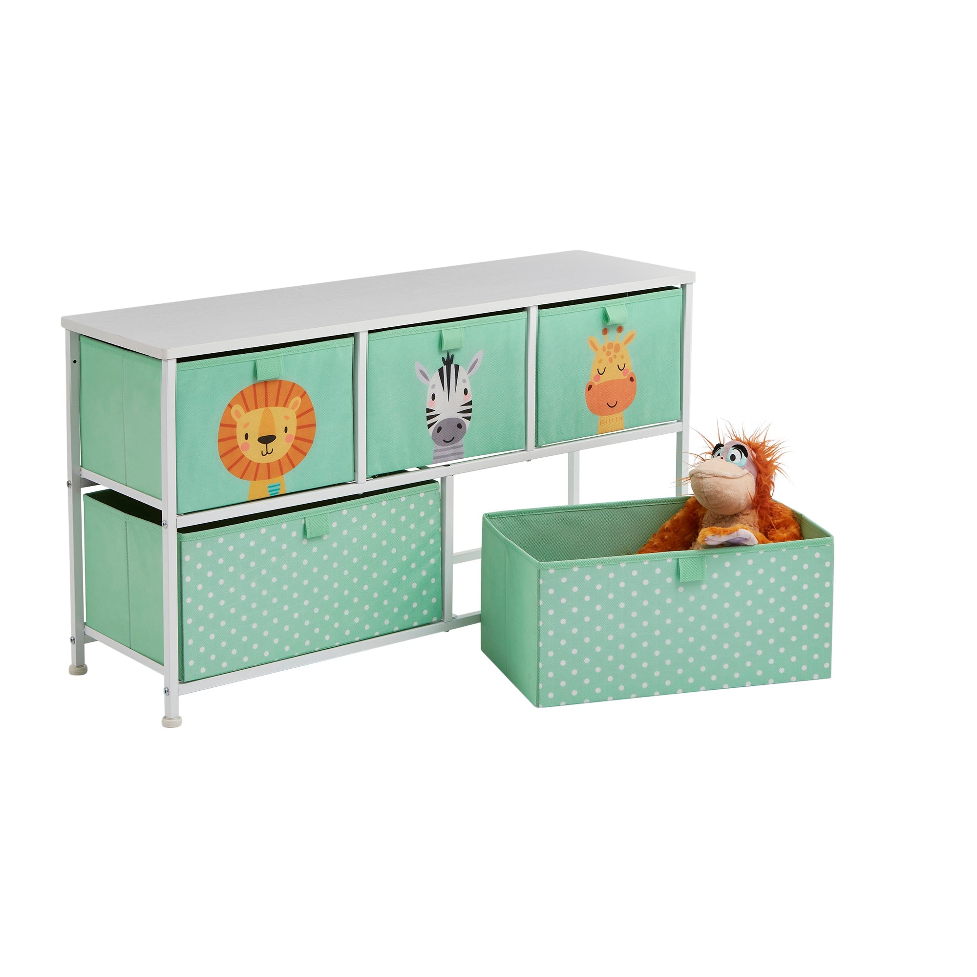 Montessori Jungle Safari Toy Storage with Large Drawers | Children's Toy Box | Bench Seat