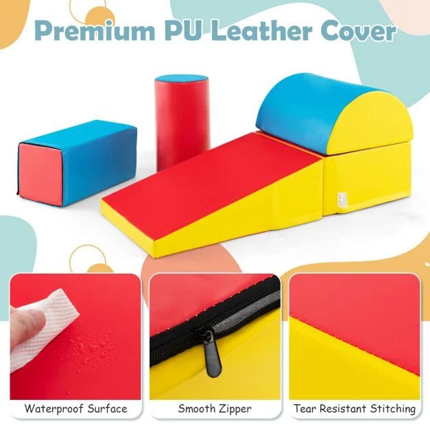 Indoor 5 Piece Montessori Soft Play Equipment | Foam Play Set | Primary Colours | 6 months+