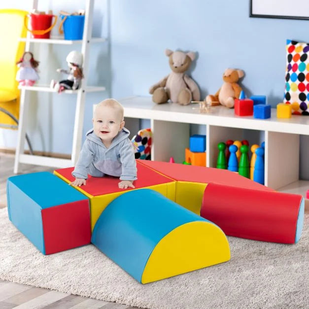 Indoor 5 Piece Montessori Soft Play Equipment | Foam Play Set | Primary Colours | 6 months+