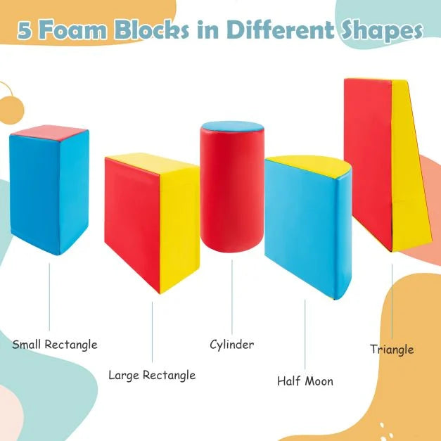 Indoor 5 Piece Montessori Soft Play Equipment | Foam Play Set | Primary Colours | 6 months+