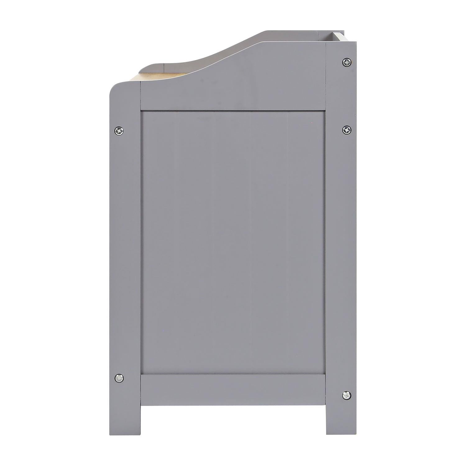 Large Wooden Toy Box & Bench with Slow Release Hinge | Ottoman | Blanket Box | Grey with Natural Bamboo Lid