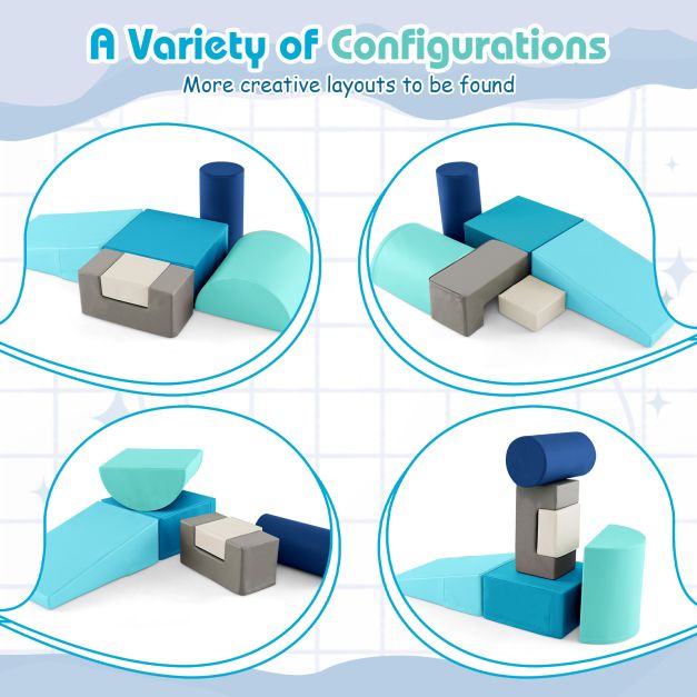 Soft Play Equipment | Montessori 6 Piece Foam Play Set | Soft Play Slide & Bridge | 1-3 years
