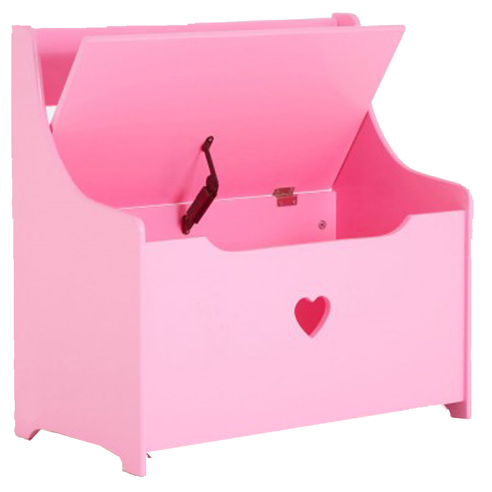Kids Montessori Toy Box & Bench Seat with Safety Hinge | Ottoman | Blanket Box | Pink