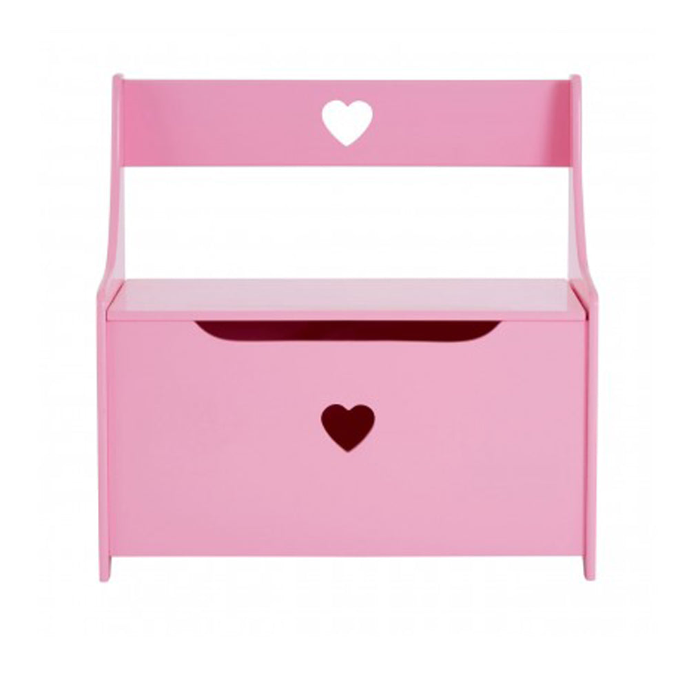 Kids Montessori Toy Box & Bench Seat with Safety Hinge | Ottoman | Blanket Box | Pink
