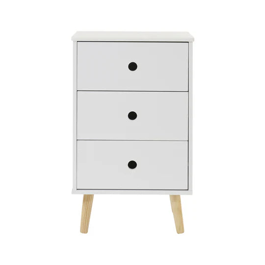 Montessori Modern Bedside Drawers | Children's Toy Storage | White | Pine Legs