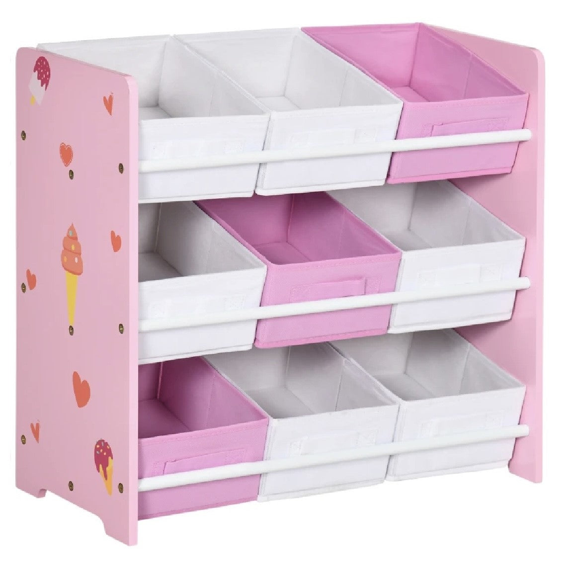 Sweetheart Storage Unit with 9 Removable Storage Baskets | Toy Box Organiser with Shelf | Pink | 3 Years+