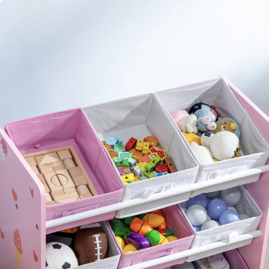 Sweetheart Storage Unit with 9 Removable Storage Baskets | Toy Box Organiser with Shelf | Pink | 3 Years+