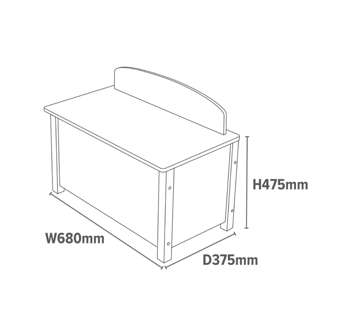 Montessori Wood Toy Box Slow Release Safety Hinge | Ottoman | Blanket Box | White | W:68 x H:47.5 x D:37.5cm
