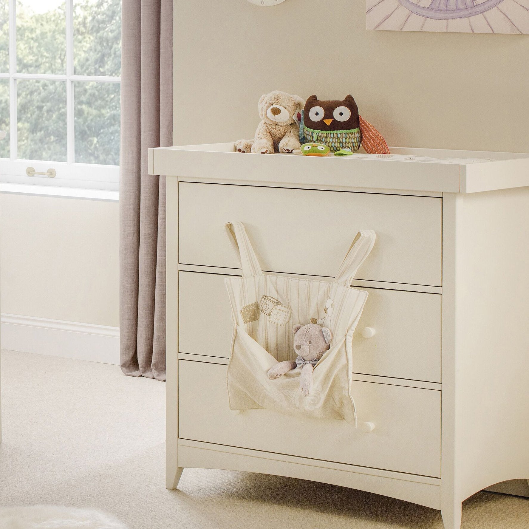 Classic Shaker Style Solid Pine Baby Changing Unit | Chest of Drawers | Baby Dresser |vory