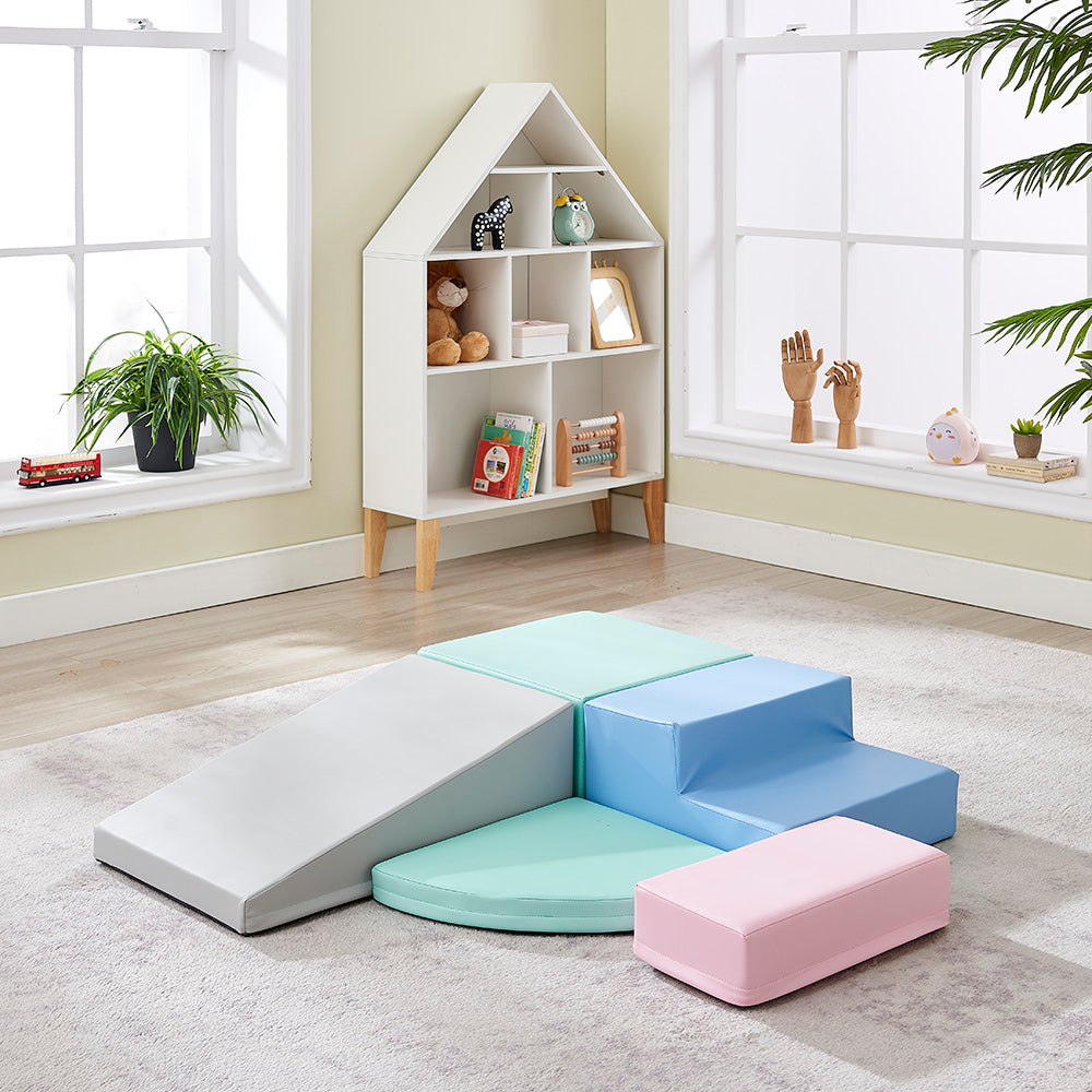 Montessori Pastel Soft Play Set | 5-Piece Step & Slide Climbing Blocks