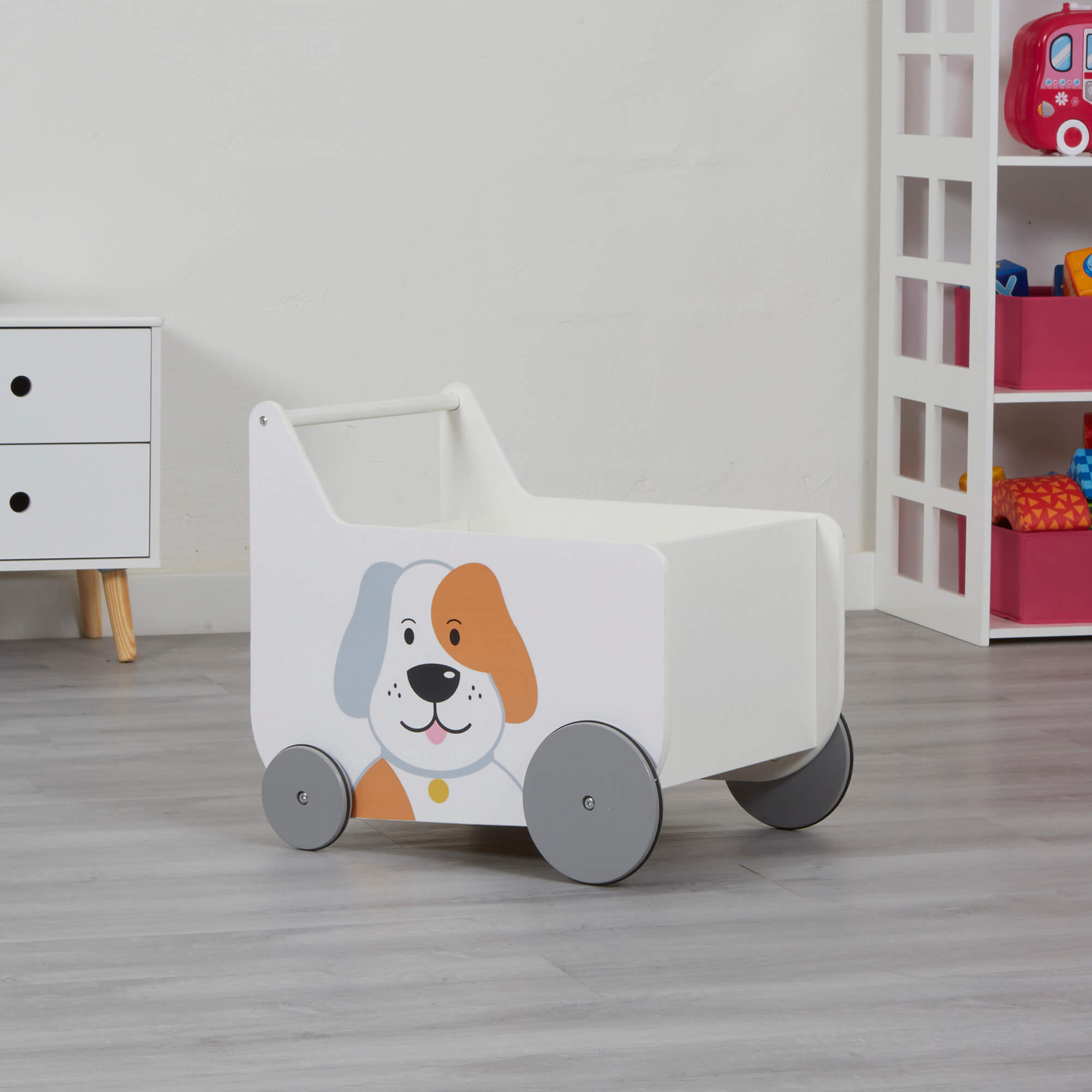 Montessori Toy Box | Toy Storage | Cat and Dog Push Along Trolley