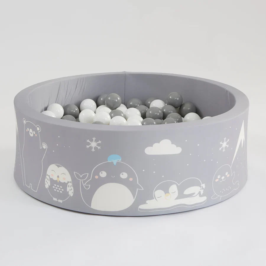 Montessori Ball Pit | Ball Pool | Thick Inner Floor Mat | 200 FREE balls | 90 x 90 x 30cm | Grey