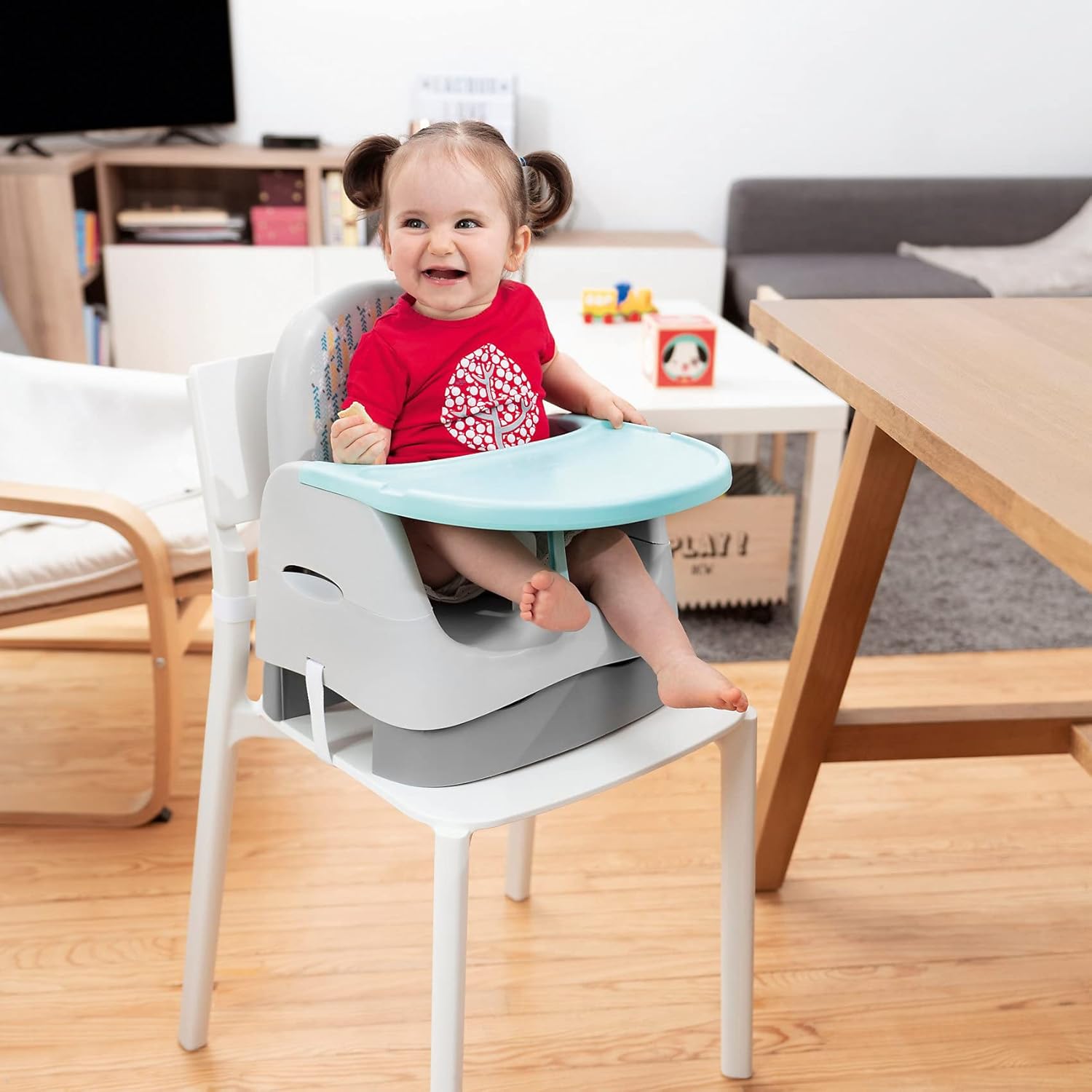 Portable & Folding Baby-to-Toddler Booster Seat | Portable High Chair | White & Mint