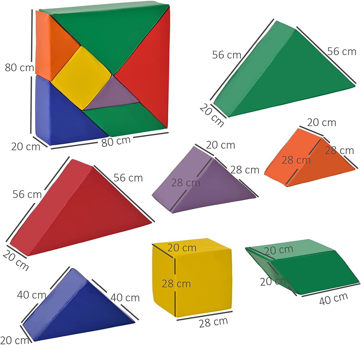 Montessori Soft Play Equipment | 7 Piece Interlocking Foam Play Set | Variety of Shapes | 12 months+