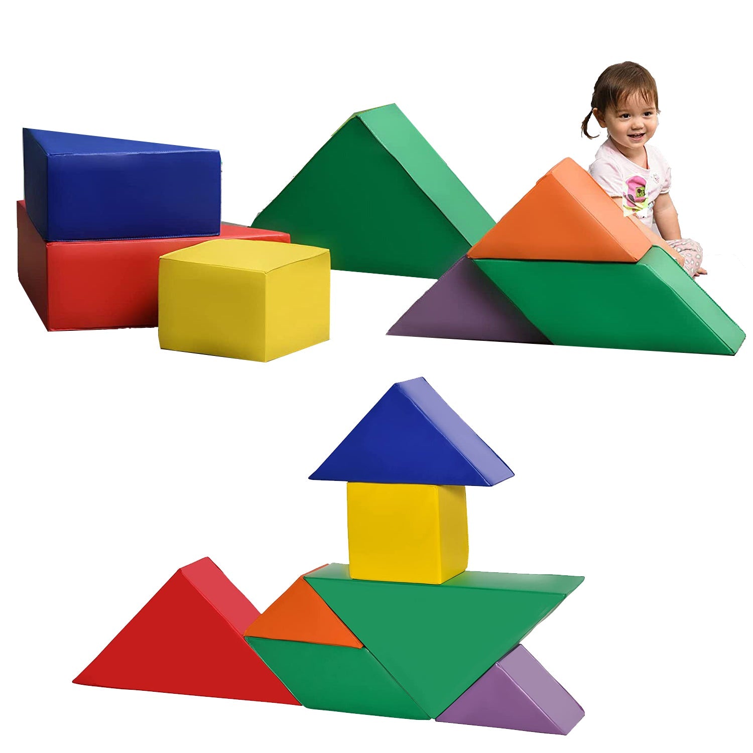 Montessori Soft Play Equipment | 7 Piece Interlocking Foam Play Set | Variety of Shapes | 12 months+