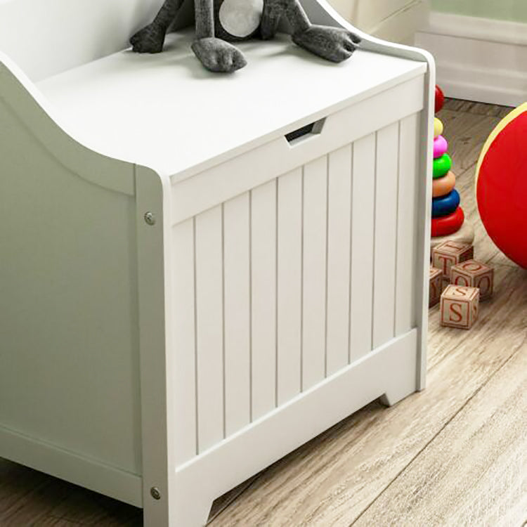 Large Wooden Toy Box & Bench with Slow Release Hinge | Ottoman | Blanket Box | White