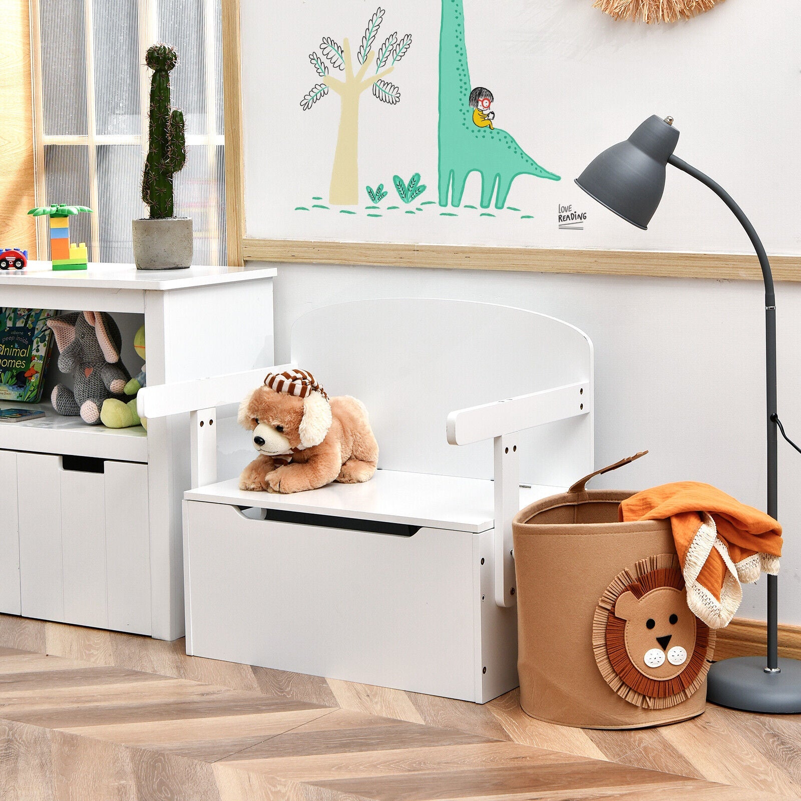 3-in-1 Kids Table and Chair Set | Activity Bench | Wooden Toy Storage Box | 3-7 Years