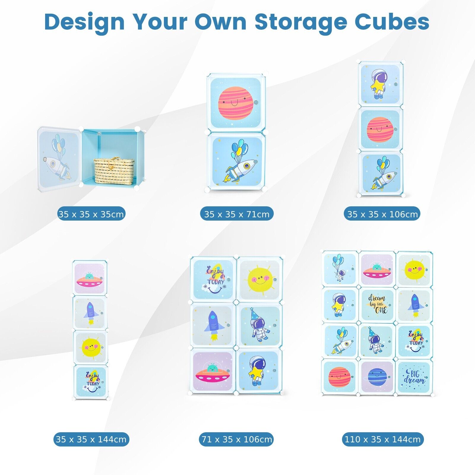 Large Portable Wardrobe cum Storage Unit | 12 Cubes | Toy Storage | Blue