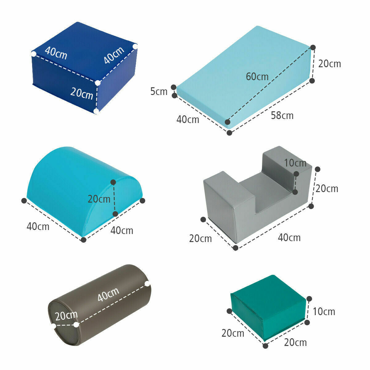 Soft Play Equipment | Montessori 6 Piece Foam Play Set | Soft Play Slide & Bridge | 1-3 years