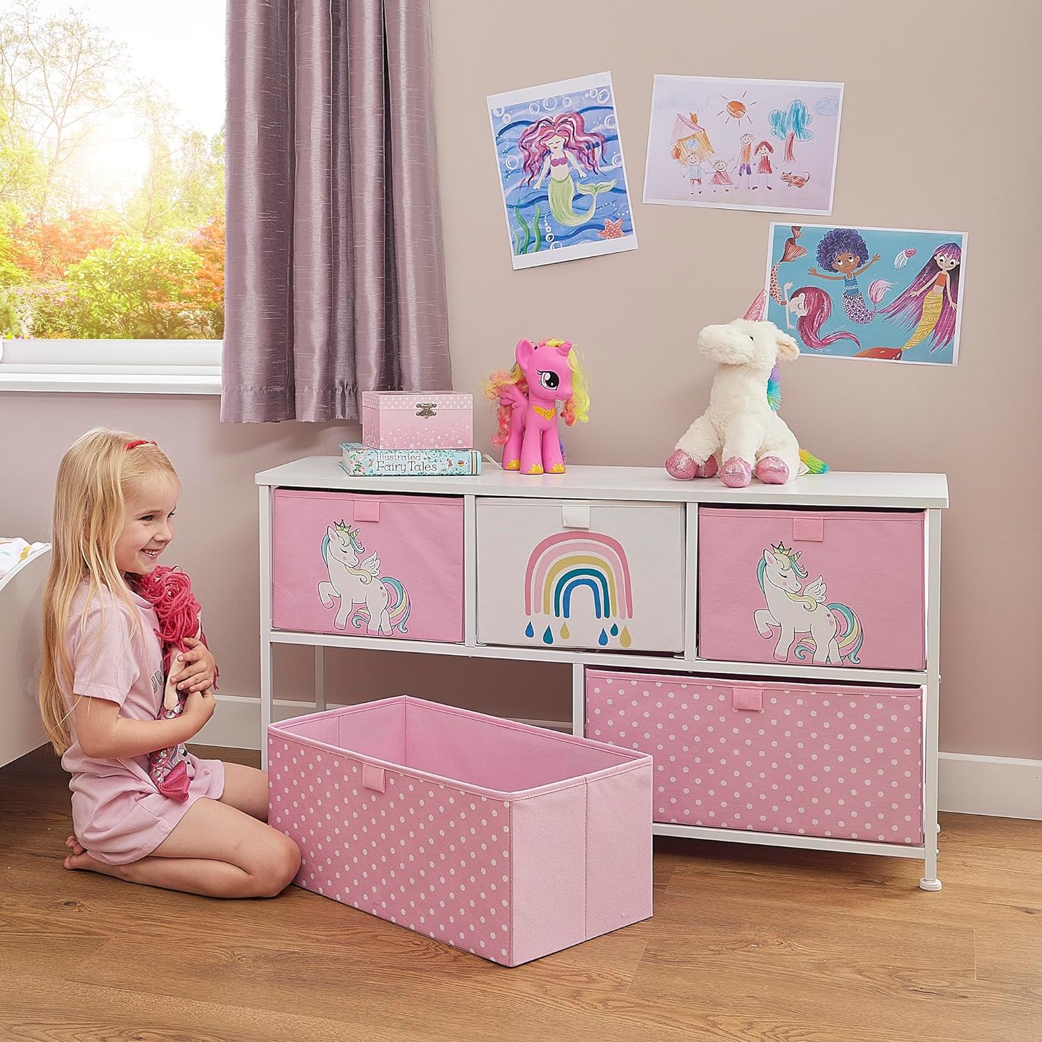 Montessori Unicorn Large Toy Storage with Drawers | 1m Wide x 55cm High | 2 years+