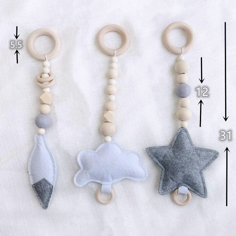 Eco-Friendly Montessori 100% Natural Pine Wooden Baby Gym | Foldable | Natural & Grey | 3m+