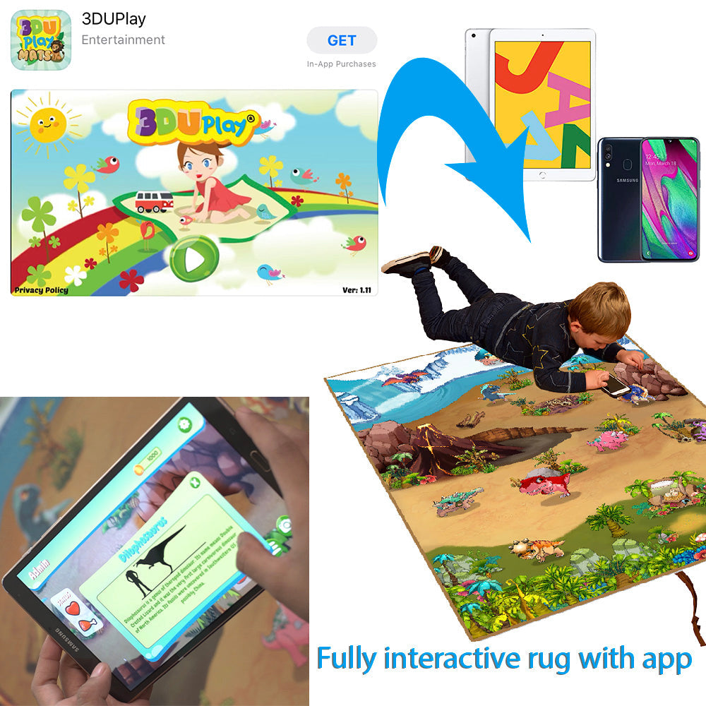 Interactive | Educational Dinosaur Rug & Game | Play Mat with App | 120 x 90cm
