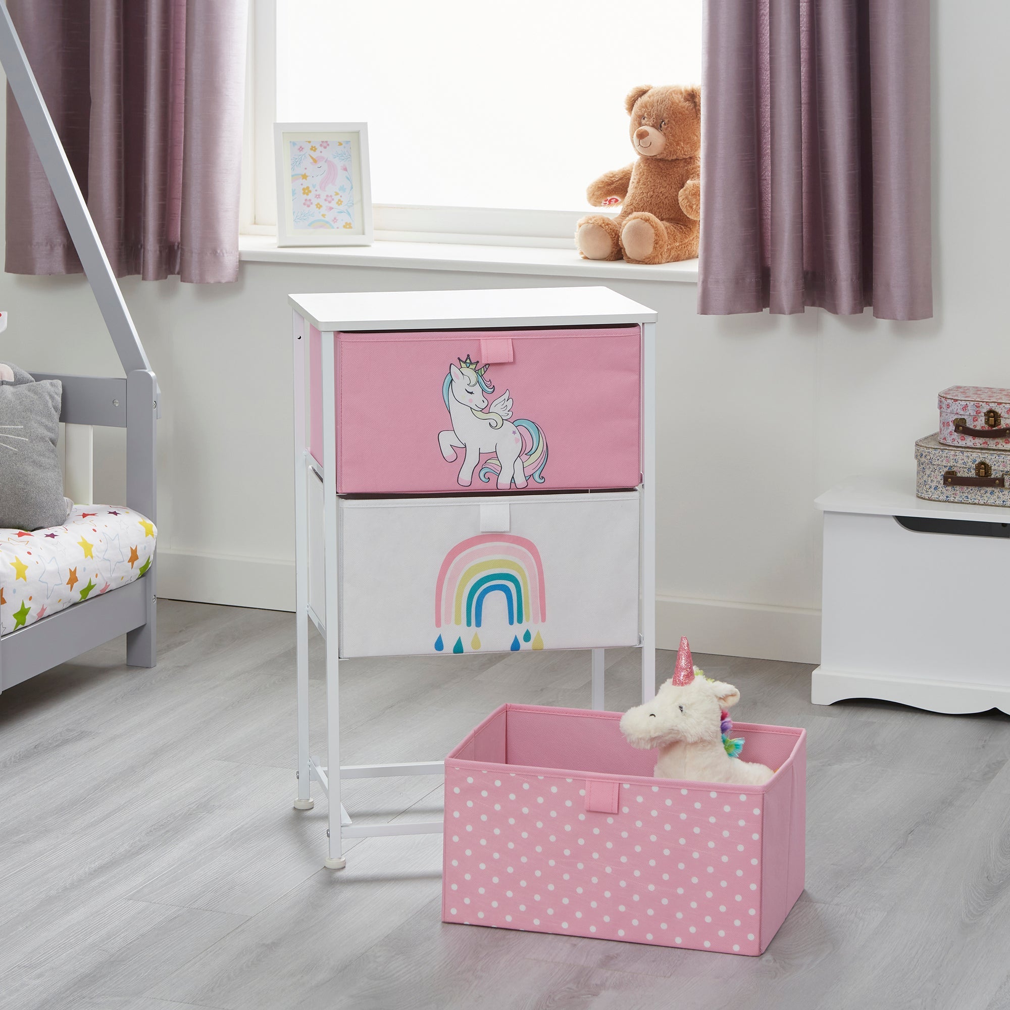 Montessori Unicorn Toy Storage with Drawers | Children's Bedside Table | 73 x 45 x 30cm