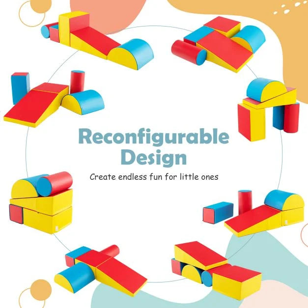 Indoor 5 Piece Montessori Soft Play Equipment | Foam Play Set | Primary Colours | 6 months+