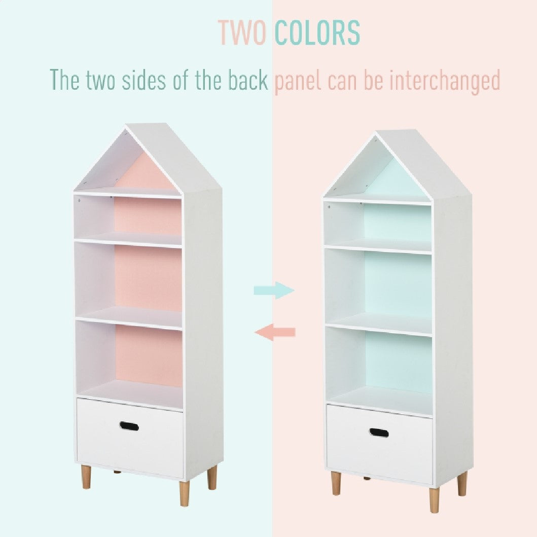 Large Interchangeable Montessori Bookcase | Kids Toy Storage | Blue or Pink and White | 1.42m High | 3 years+