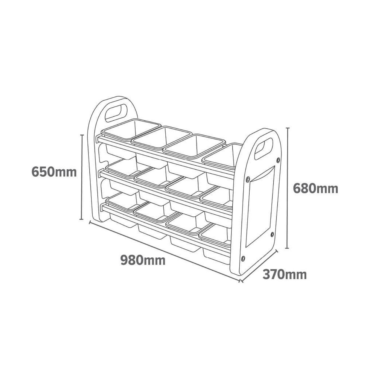 Montessori Large Children's 12-Bin Toy Storage Unit | Primary Colours