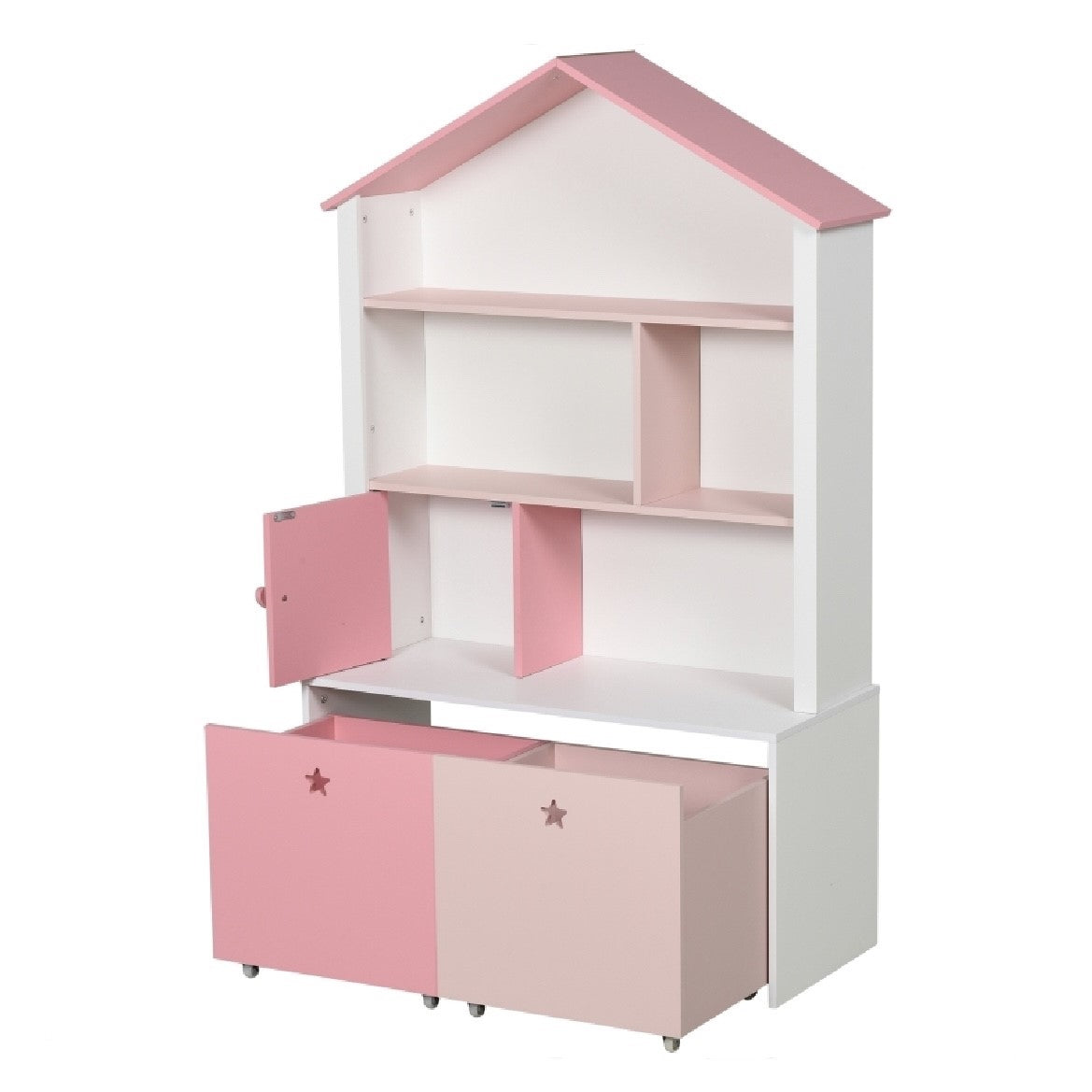 Kids Large Bookshelf | Kids Bookcase with Drawers | Toy Storage | Pink & White | 3 Years+