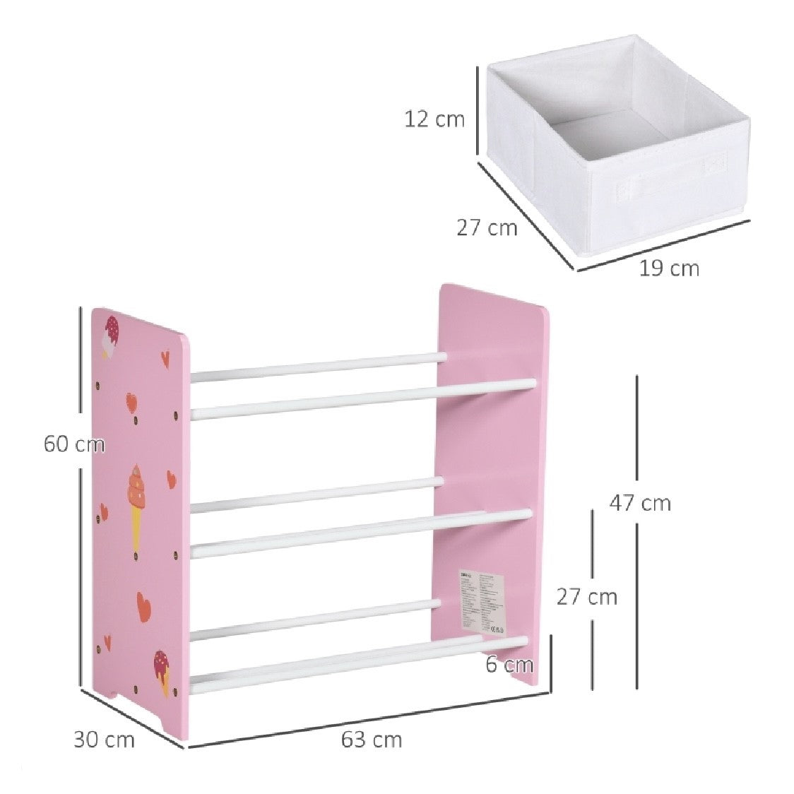 Sweetheart Storage Unit with 9 Removable Storage Baskets | Toy Box Organiser with Shelf | Pink | 3 Years+