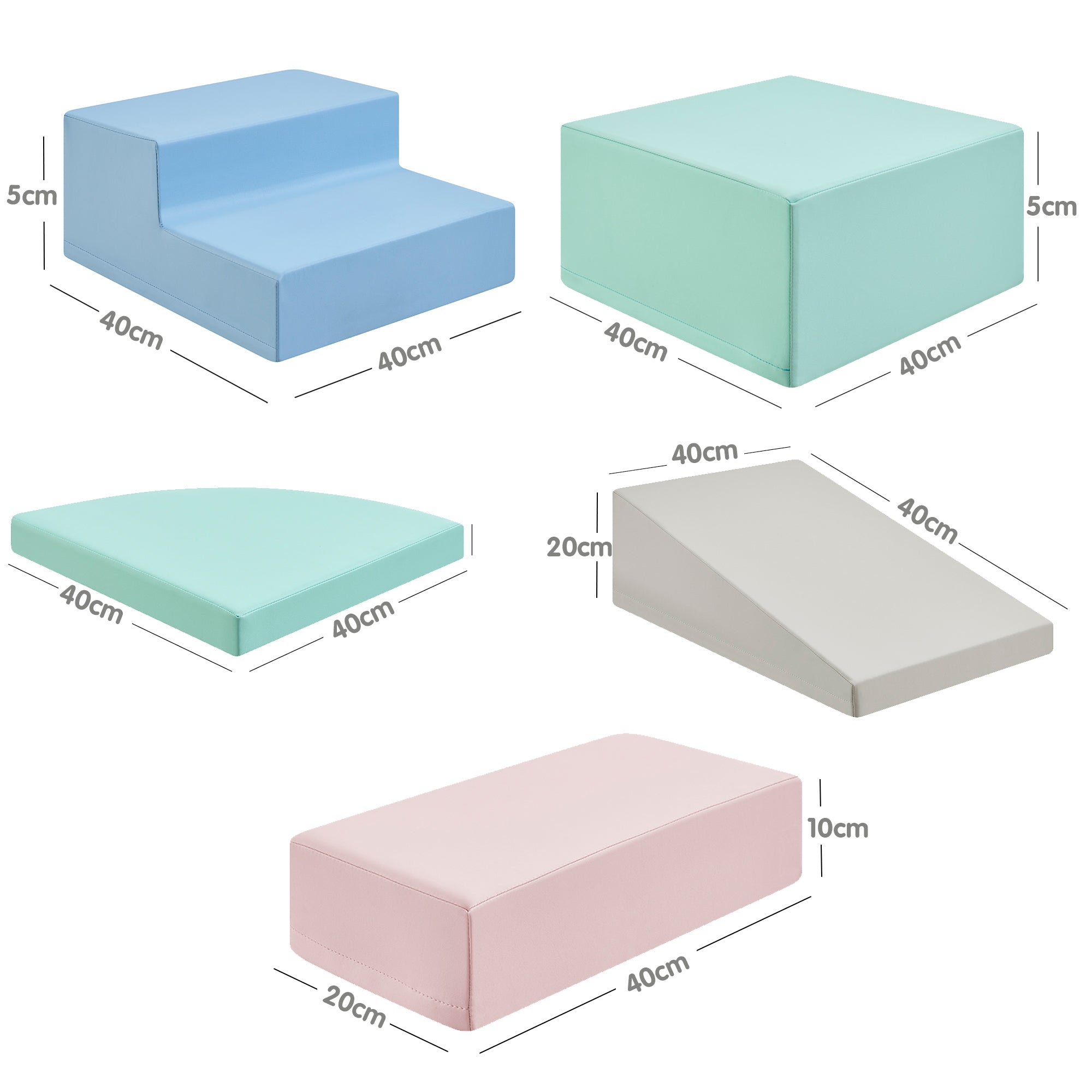 Montessori Pastel Soft Play Set | 5-Piece Step & Slide Climbing Blocks
