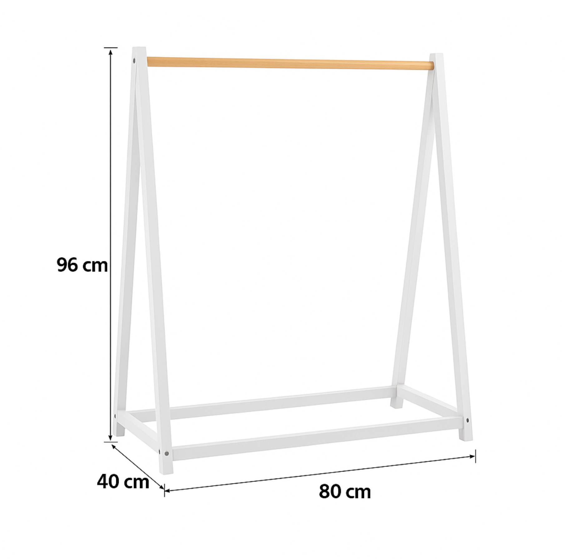 Montessori Wooden Dress-Up Rail for Toddlers | White