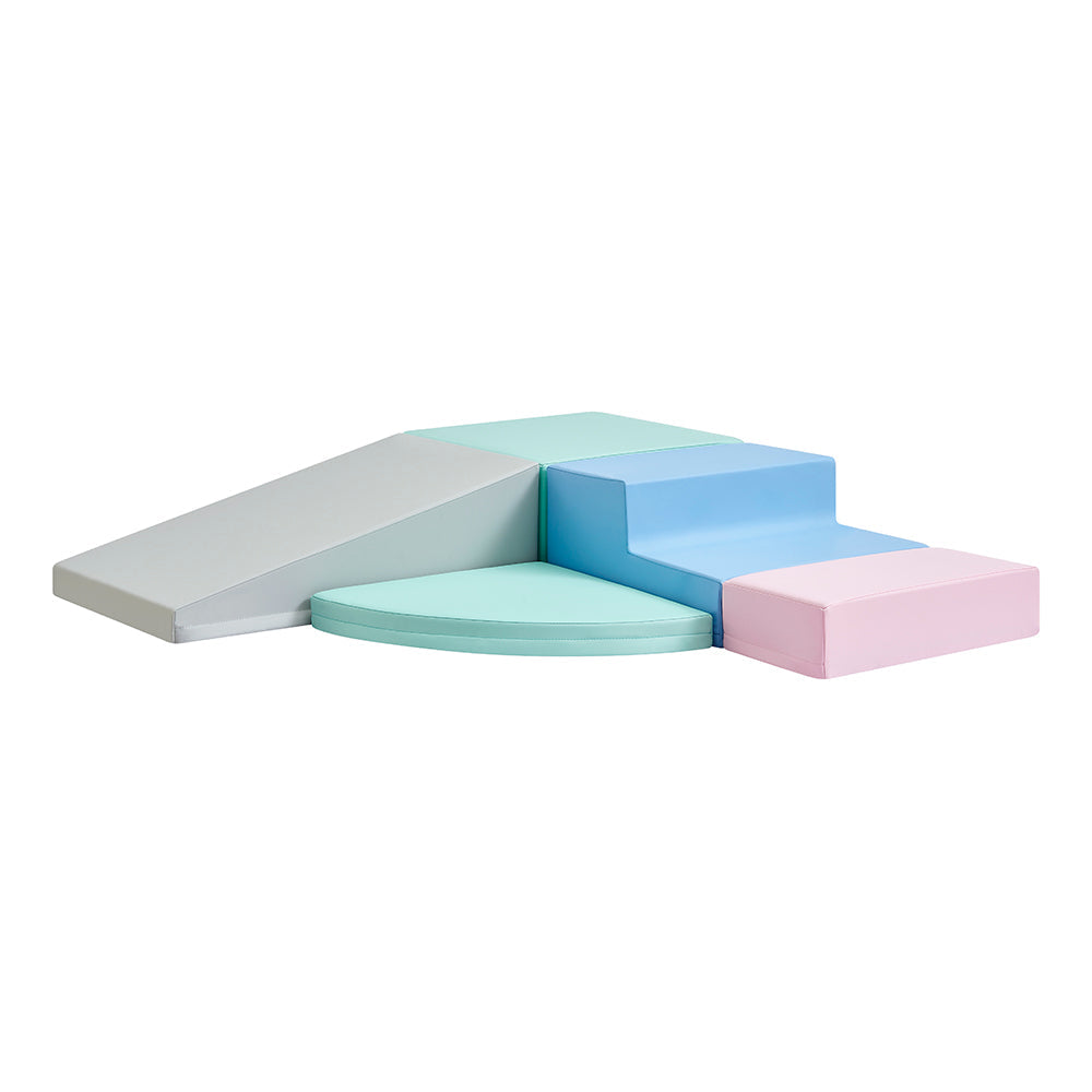 Montessori Pastel Soft Play Set | 5-Piece Step & Slide Climbing Blocks