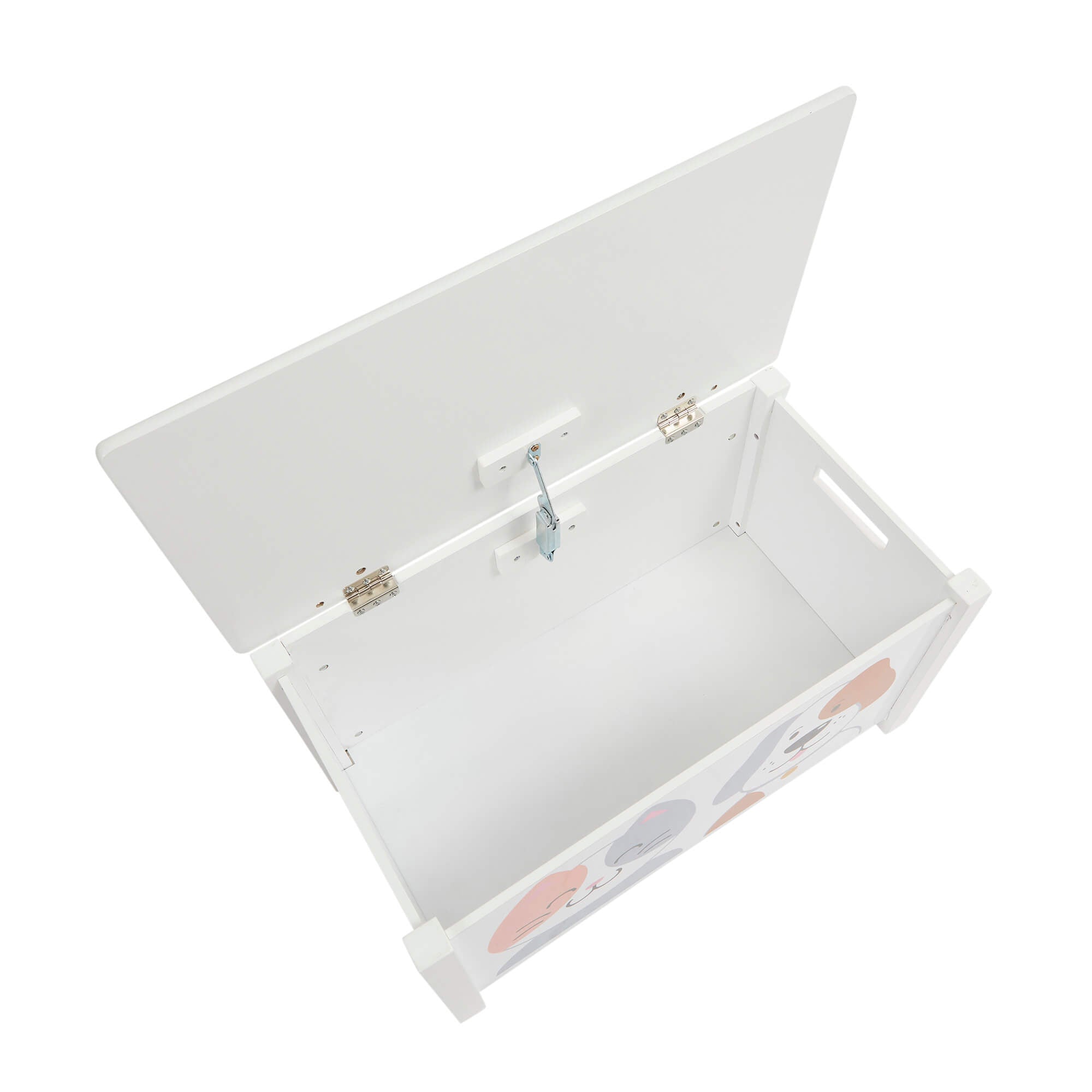 Kids Montessori Toy Box and Seat with Slow Release Hinge | Ottoman | Blanket Box | Cat & Dog Design