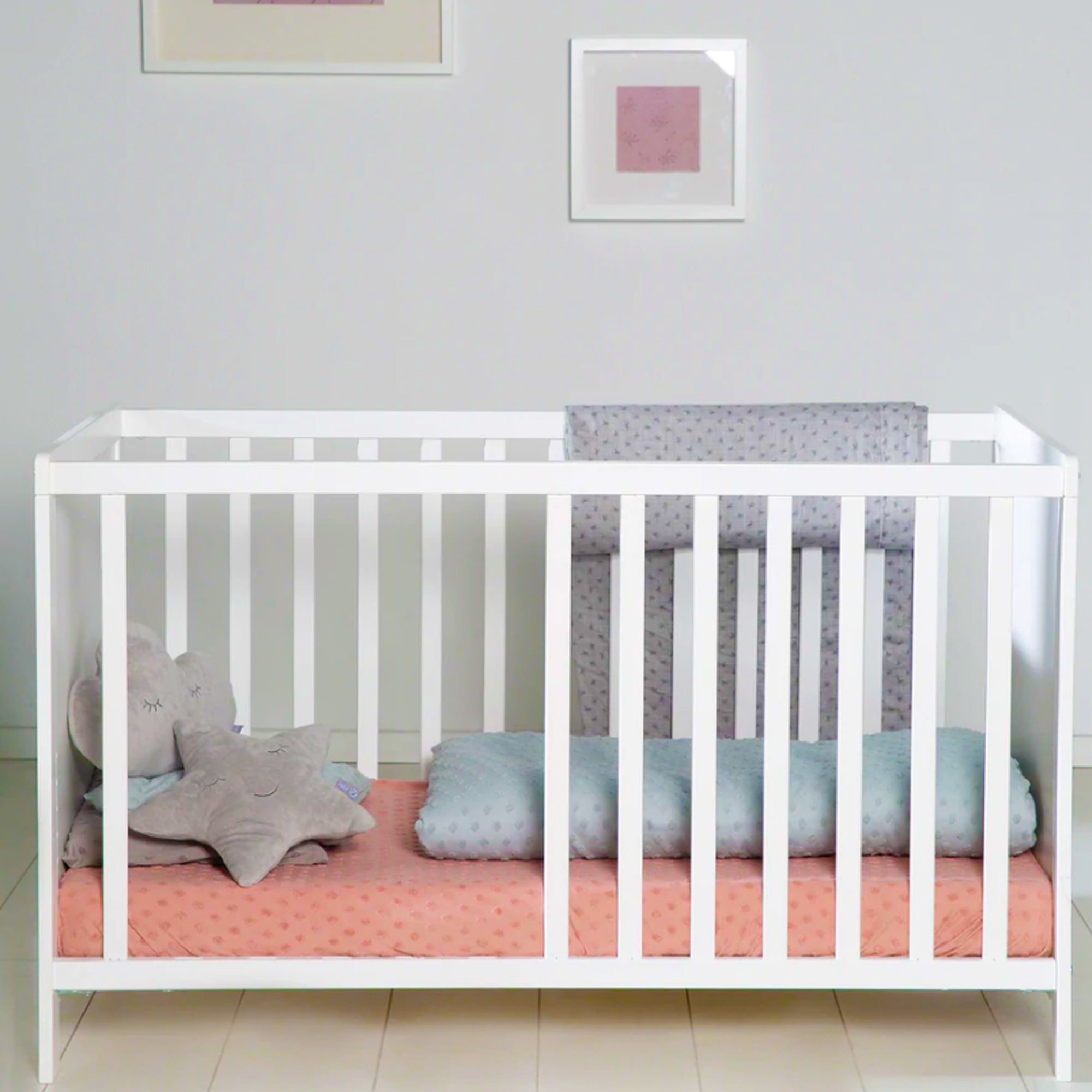 2 Piece Nursery Next-to-Me Cot | Matching Changing Unit with Drawers & Storage | White