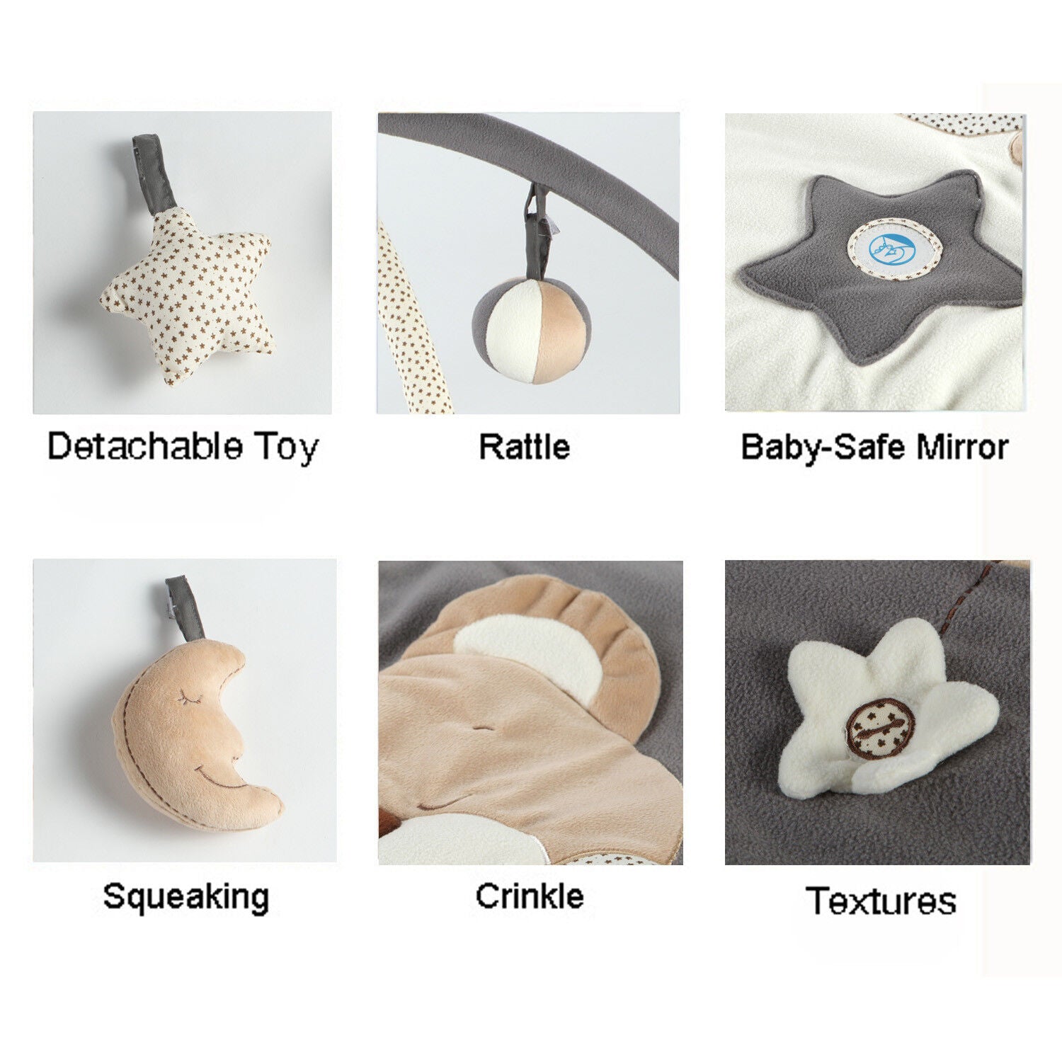 Sumptuously Super Soft & Padded Baby Play Gym with 6 Sensory Toys | Activity Playmat