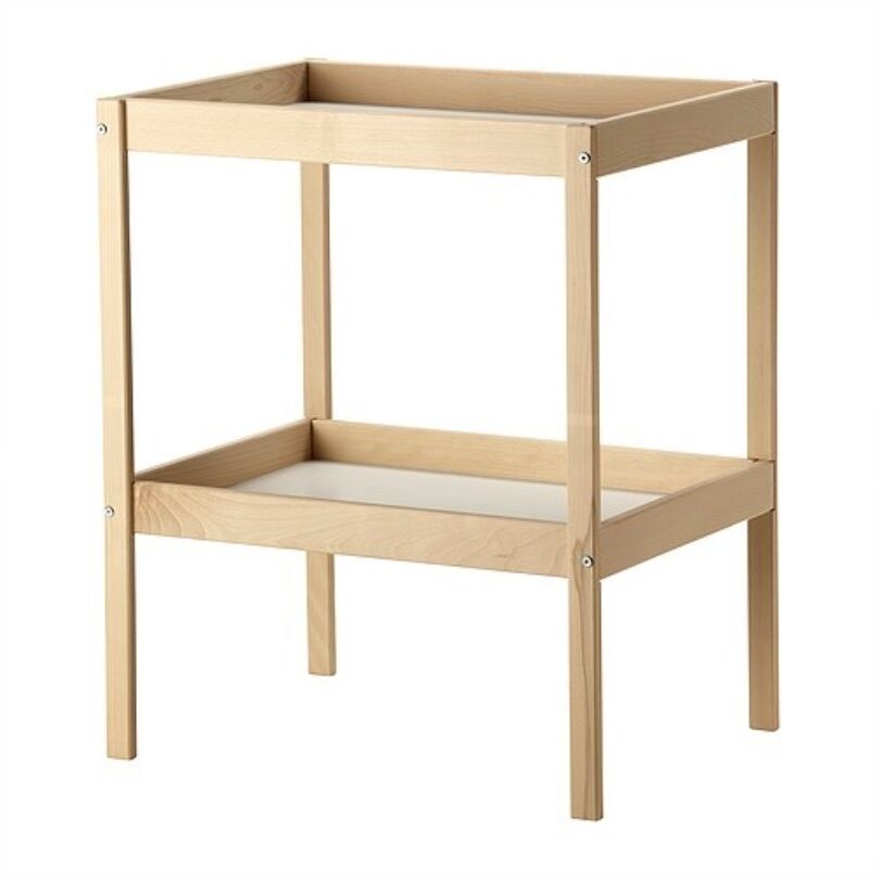 Eco Beech Wood Open Baby Changing Unit | Table with Storage |Beech with White Shelves