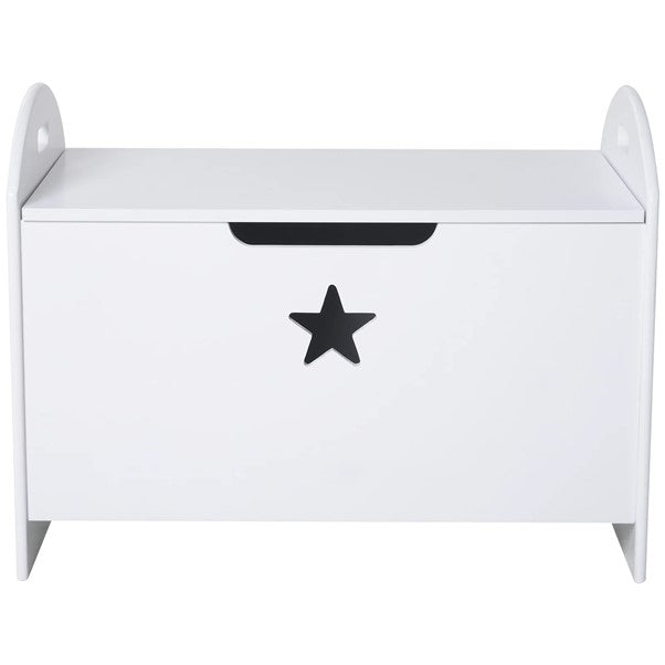 Kids Wooden Toy Box and Bench with Child Safety Hinge| Toy Storage with Handles| White