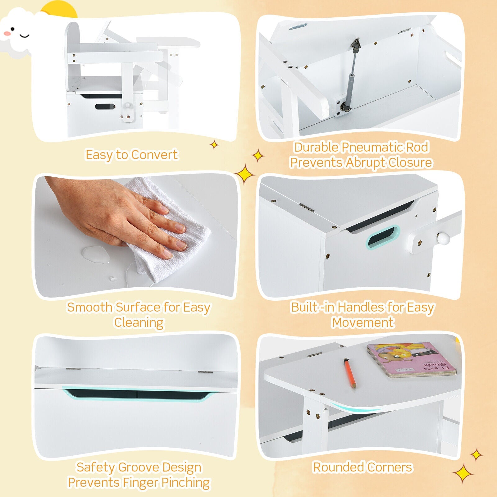 3-in-1 Kids Table and Chair Set | Activity Bench | Wooden Toy Storage Box | 3-7 Years