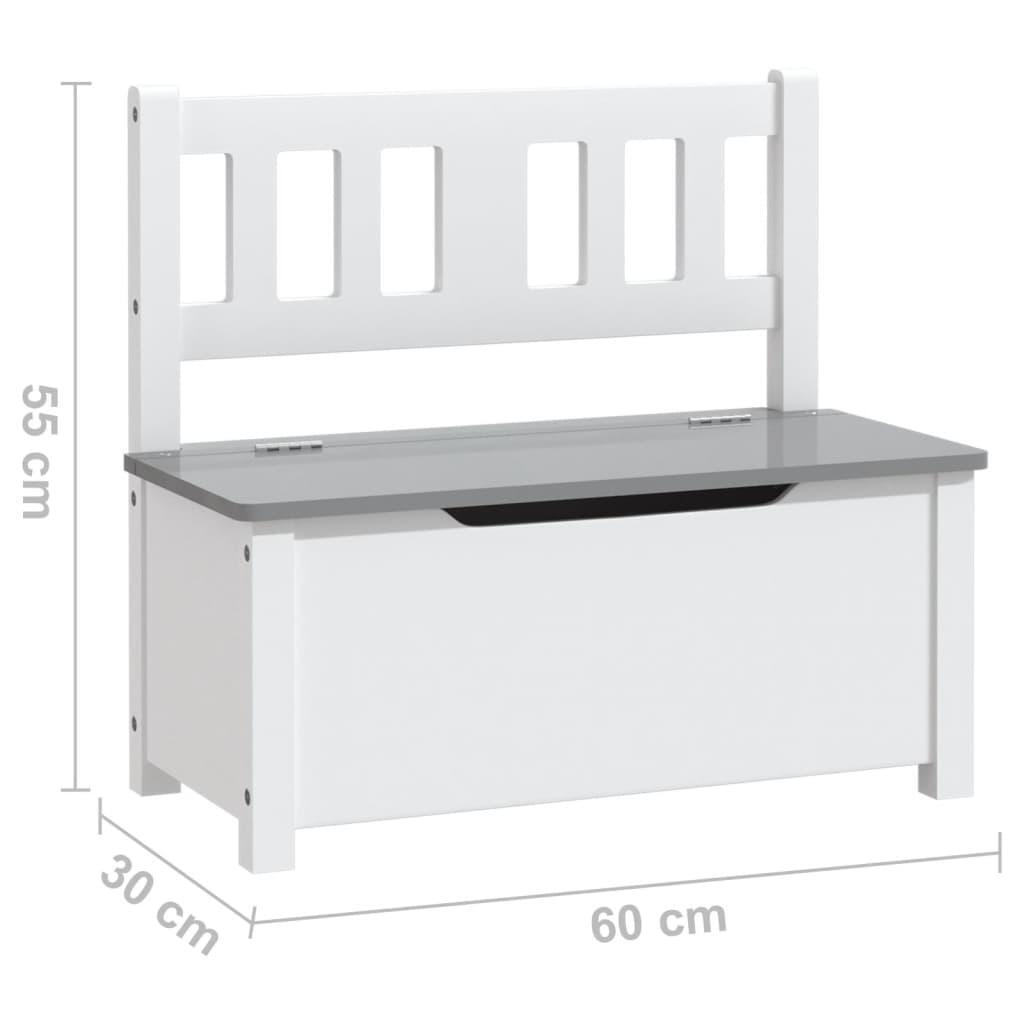 Little Helper Wooden Toy Storage Bench | Kids Toy Box | Crisp White & Charcoal Grey