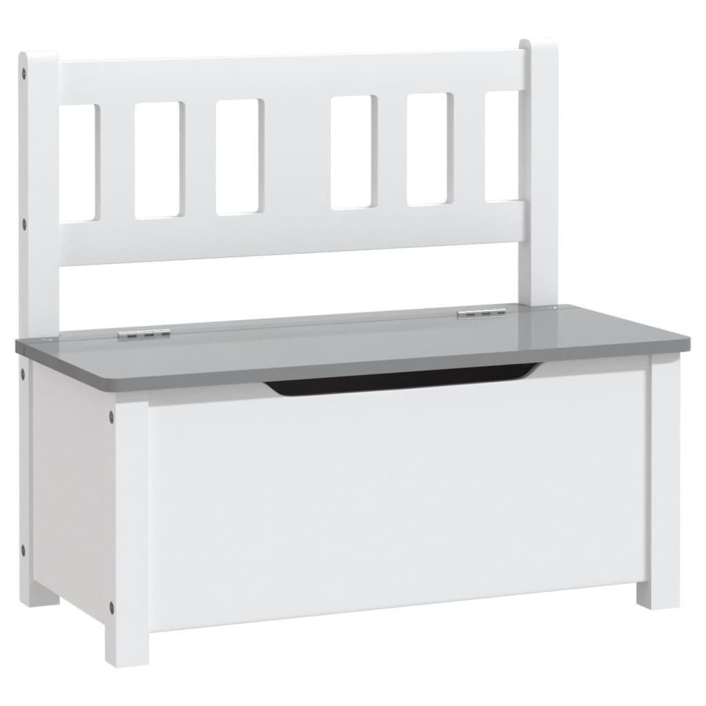 Little Helper Wooden Toy Storage Bench | Kids Toy Box | Crisp White & Charcoal Grey